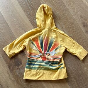 Yellow Kids Hoodie with Rainbow Design